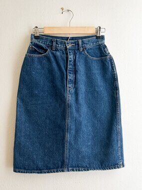 Vintage Calvin Klein Denim Skirt Made in USA High Waist 90s Minimalist CK Jeans